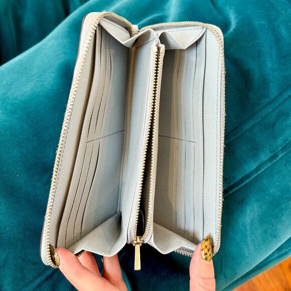 COACH Accordion Zip Wallet - Pale Blue Pebbled Leather - Picture 3 of 3